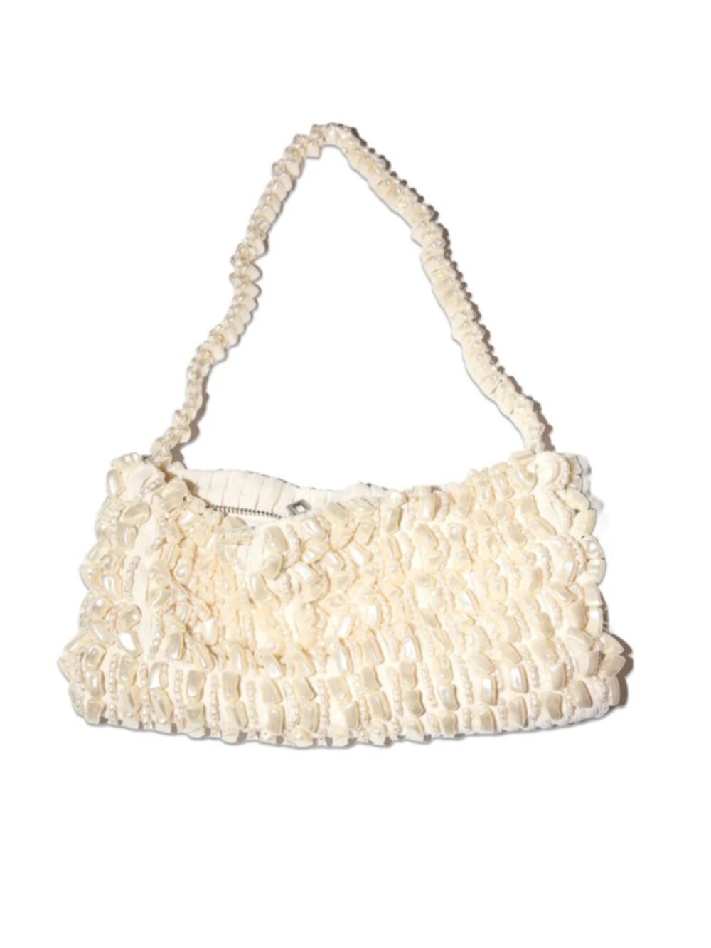 Zara Pearl-Effect Cream Beaded Shoulder Bag - Picture 8 of 8